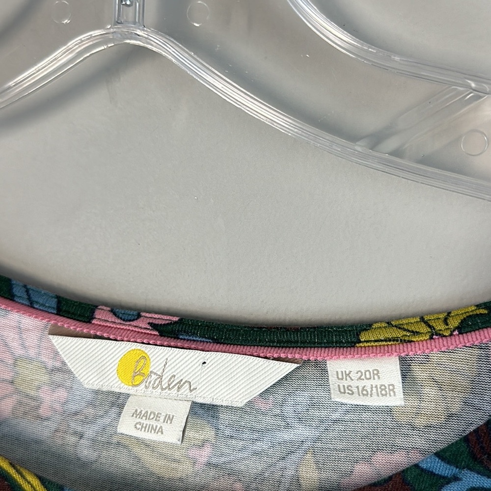 Boden Green Floral-Print Midi Dress with Pink, Teal, Yellow and Brown Accents - Picture 6 of 14
